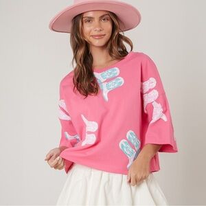 Peach Love Sequin Cowboy boots  Size Small nwot